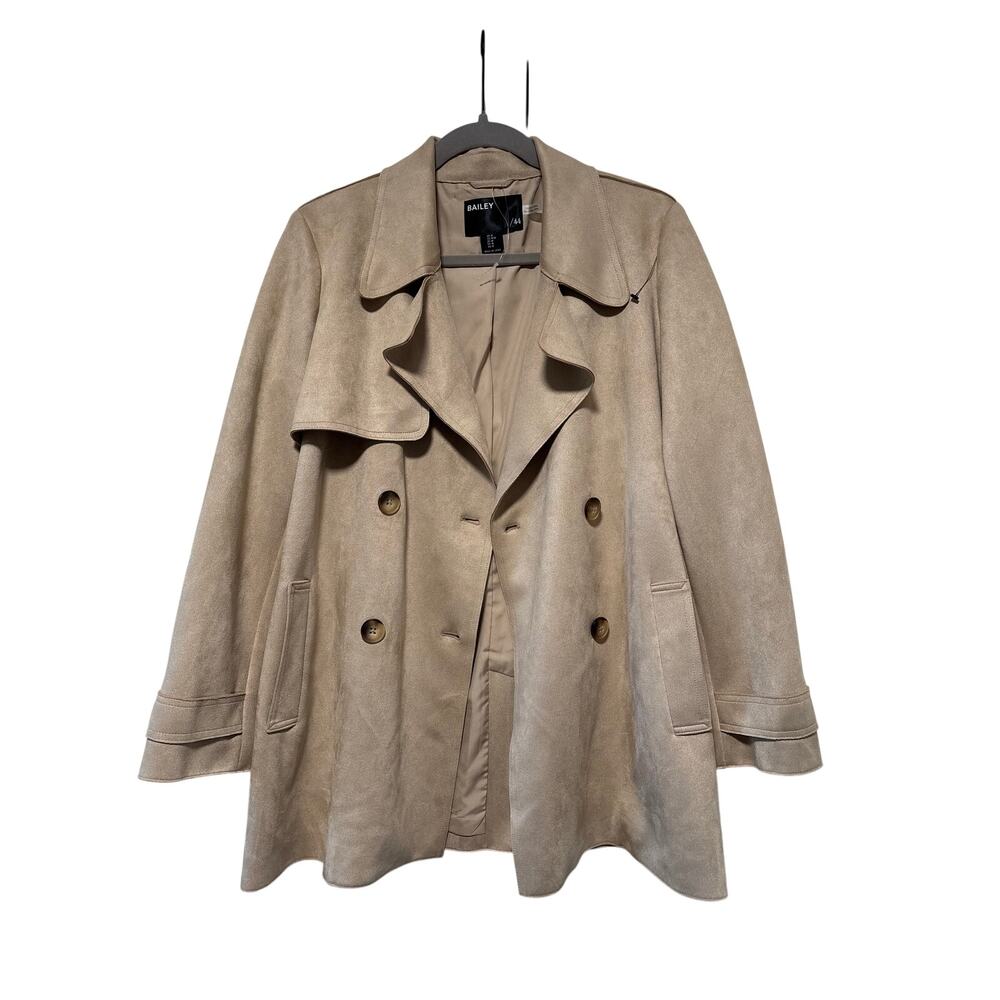 Bailey 44 Women's Taupe Faux Suede Double Breasted Trench Coat M - Picture 3 of 9